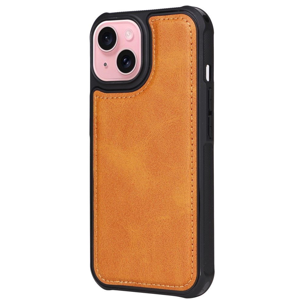 Magnet Leather Wallet iPhone 15, Cognac