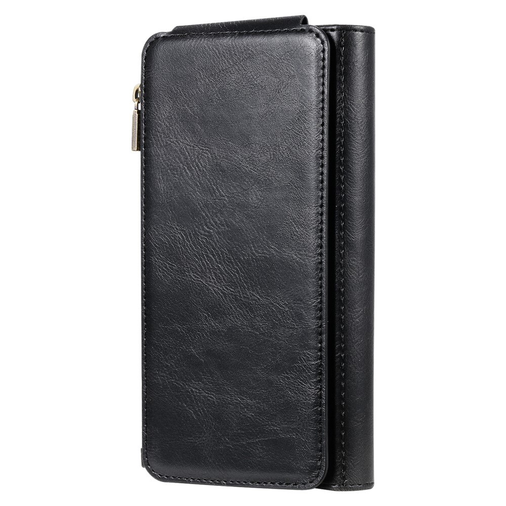 Magnet Leather Multi Wallet iPhone 15, noir