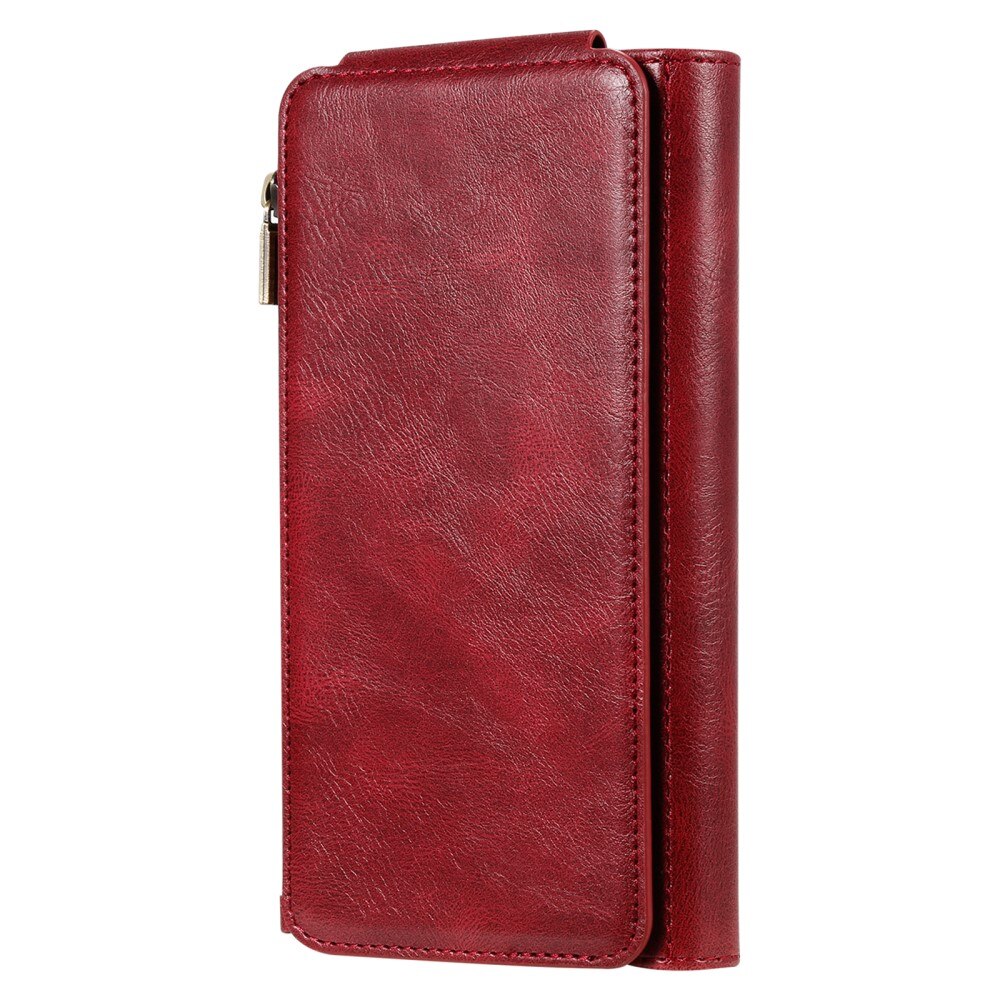 Magnet Leather Multi Wallet iPhone 15, rouge