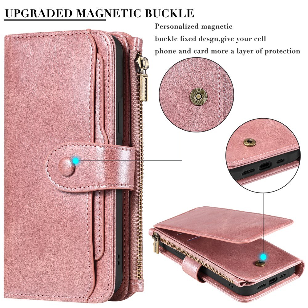 Magnet Leather Multi Wallet iPhone 15, rose