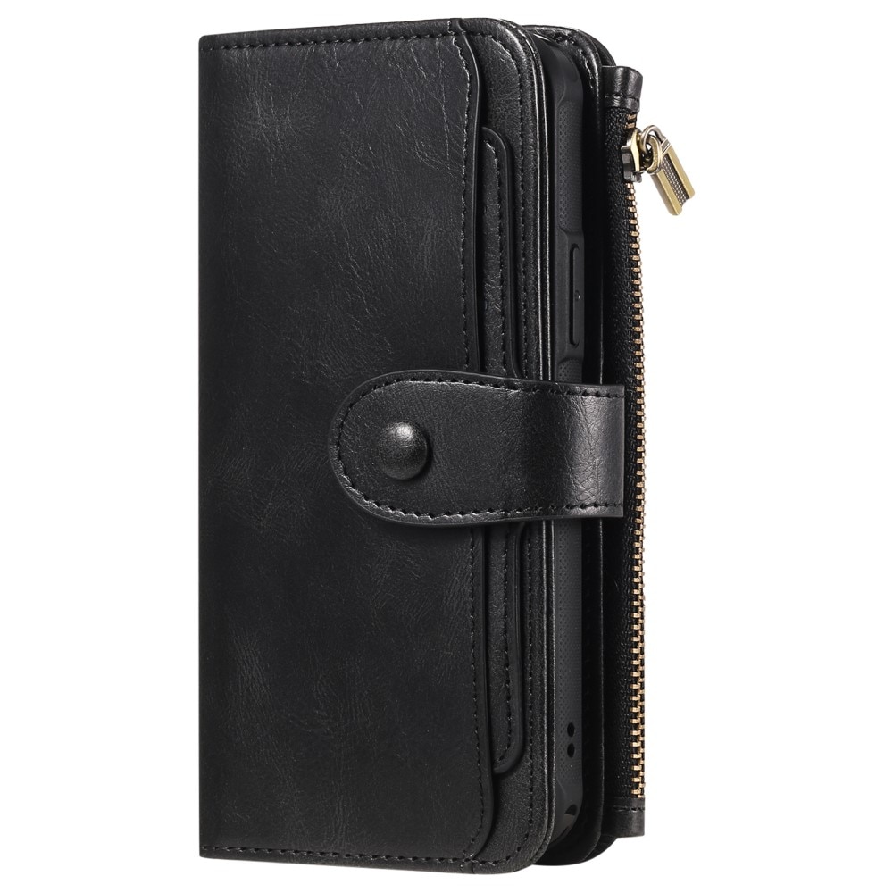 Magnet Leather Multi Wallet iPhone 15 Pro, noir