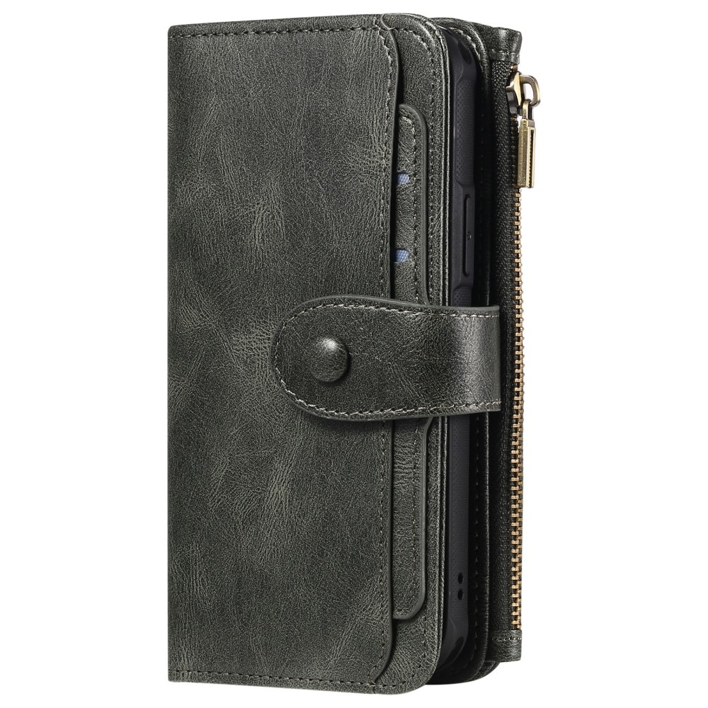 Magnet Leather Multi Wallet iPhone 15 Pro, gris