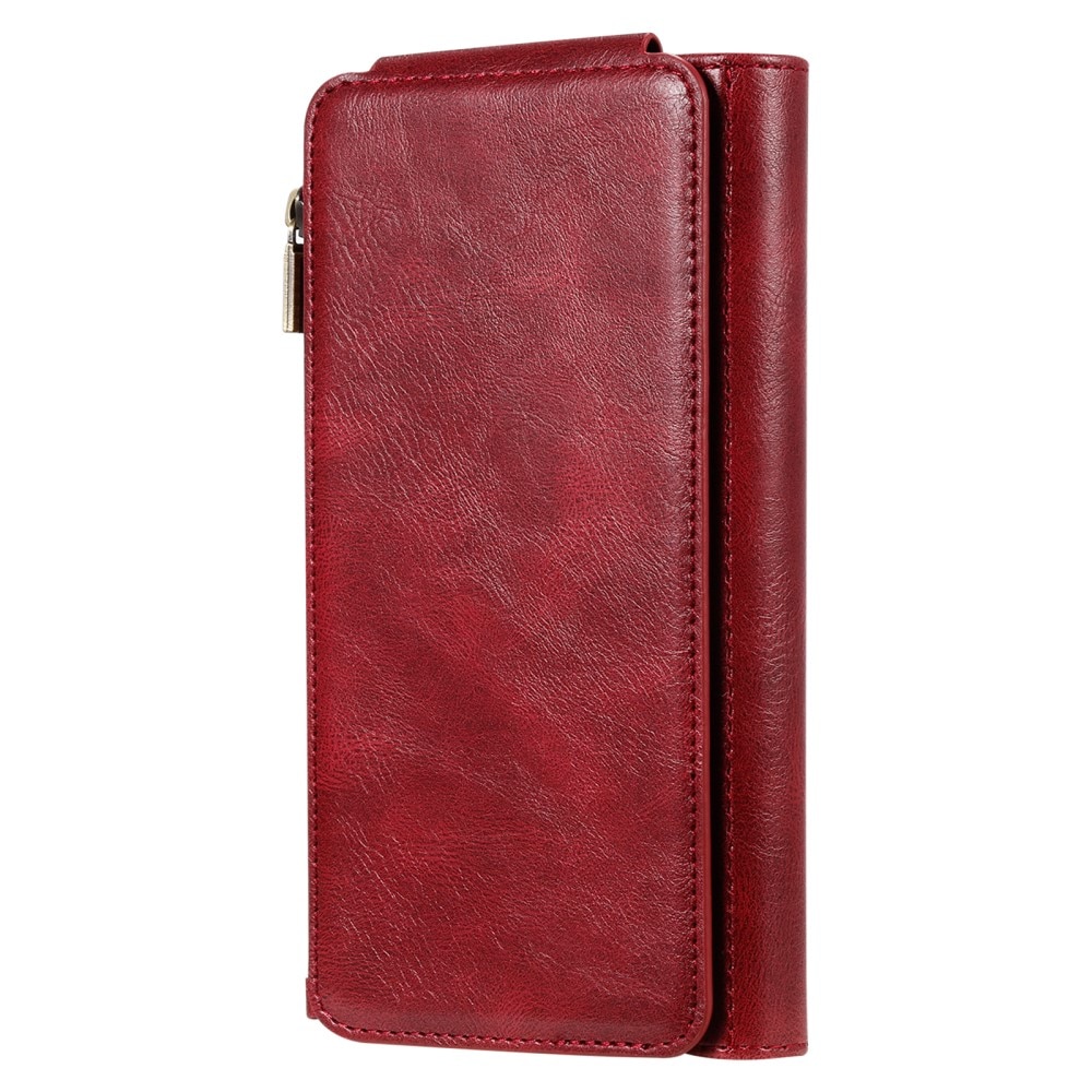 Magnet Leather Multi Wallet iPhone 15 Pro, rouge
