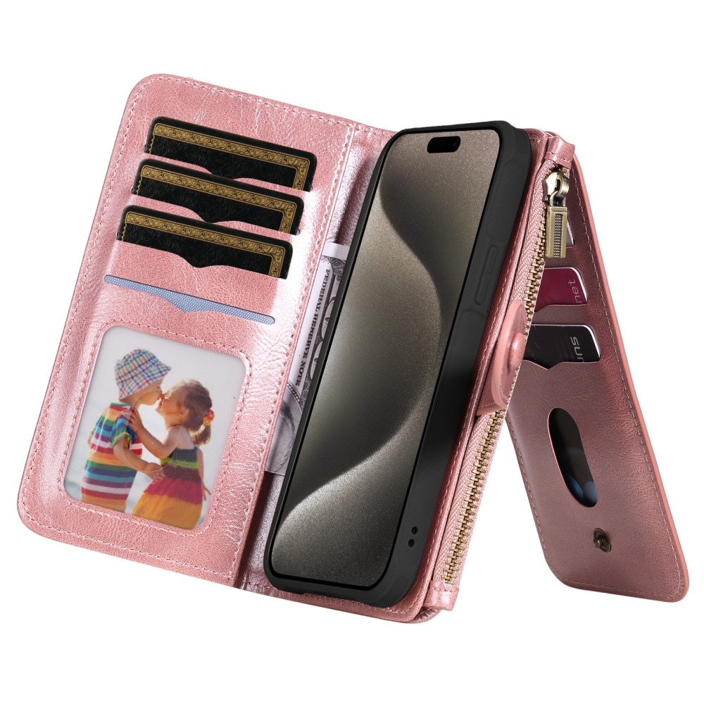 Magnet Leather Multi Wallet iPhone 15 Pro Max, rose