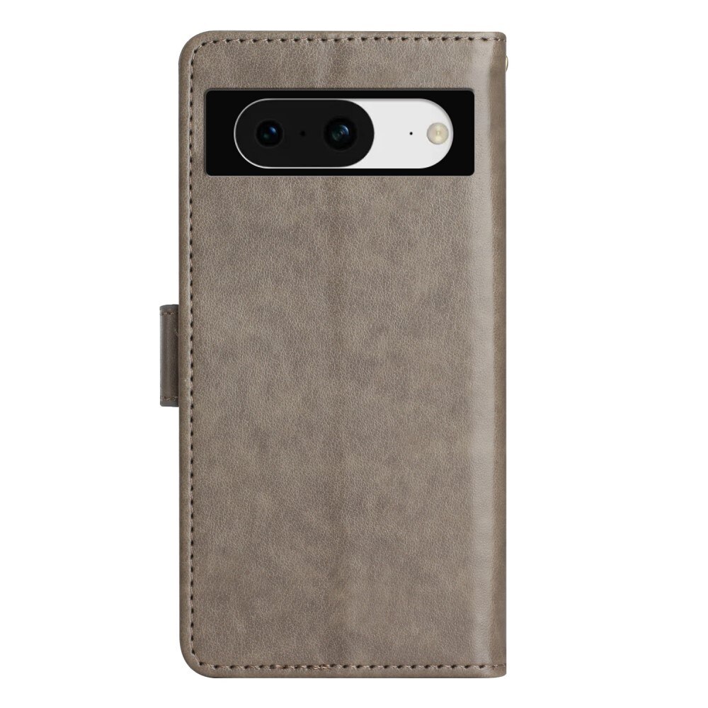 Étui en cuir à papillons pour Google Pixel 8, Gris