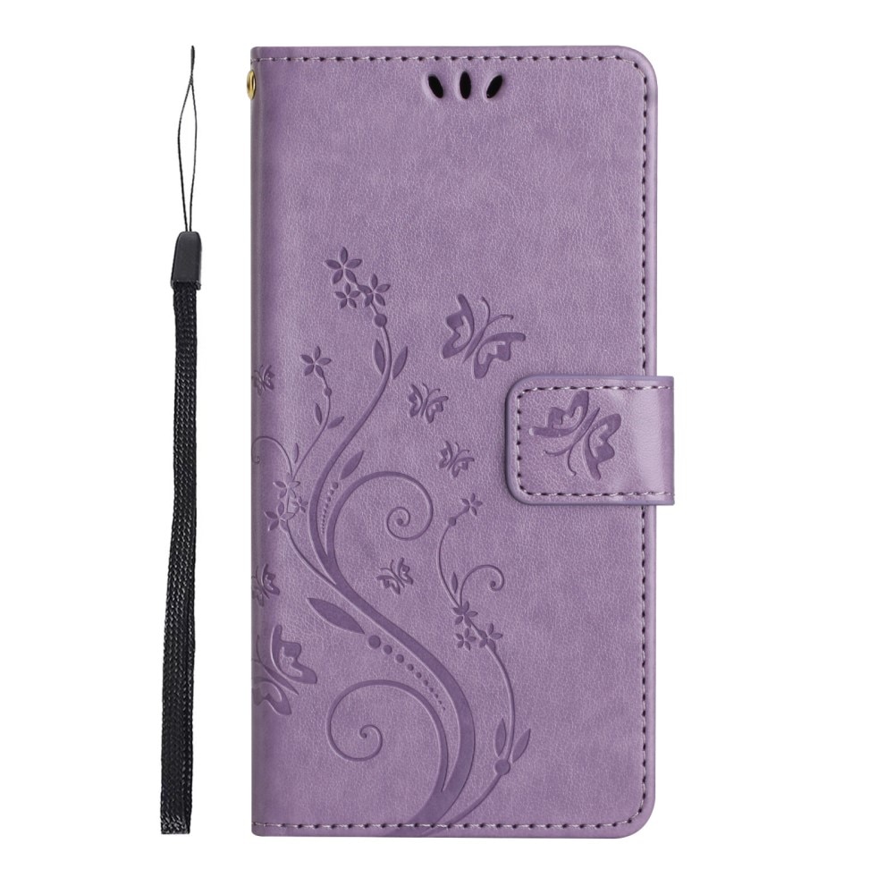 Étui en cuir à papillons pour Google Pixel 8, Violet