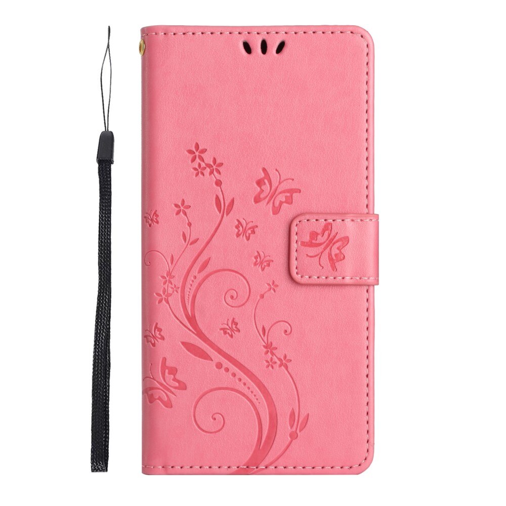 Étui en cuir à papillons pour Google Pixel 8, Rose