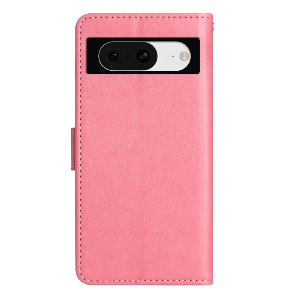 Étui en cuir à papillons pour Google Pixel 8, Rose