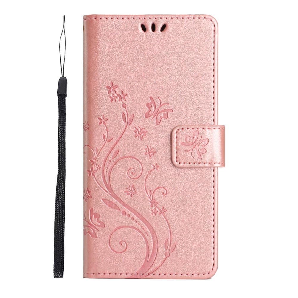 Étui en cuir à papillons pour Samsung Galaxy A15, Rose
