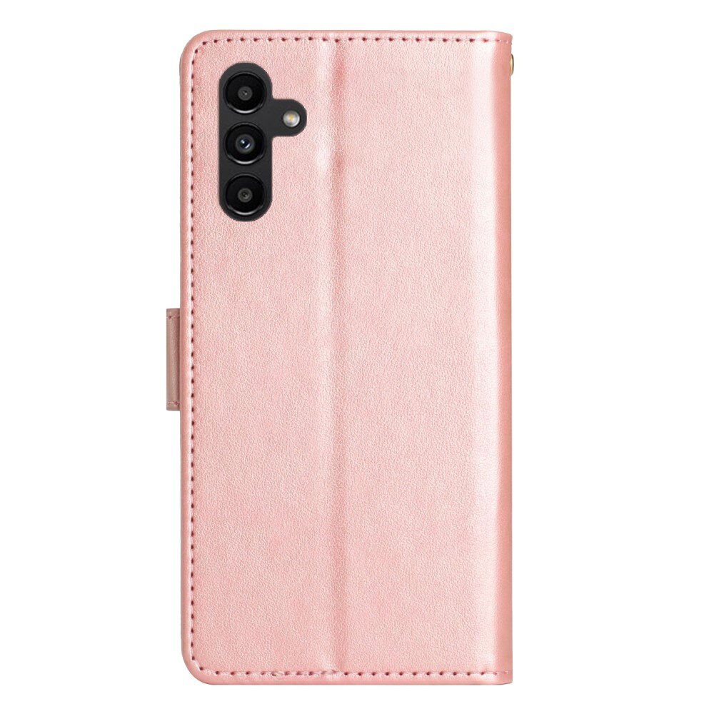 Étui en cuir à papillons pour Samsung Galaxy A15, rose doré