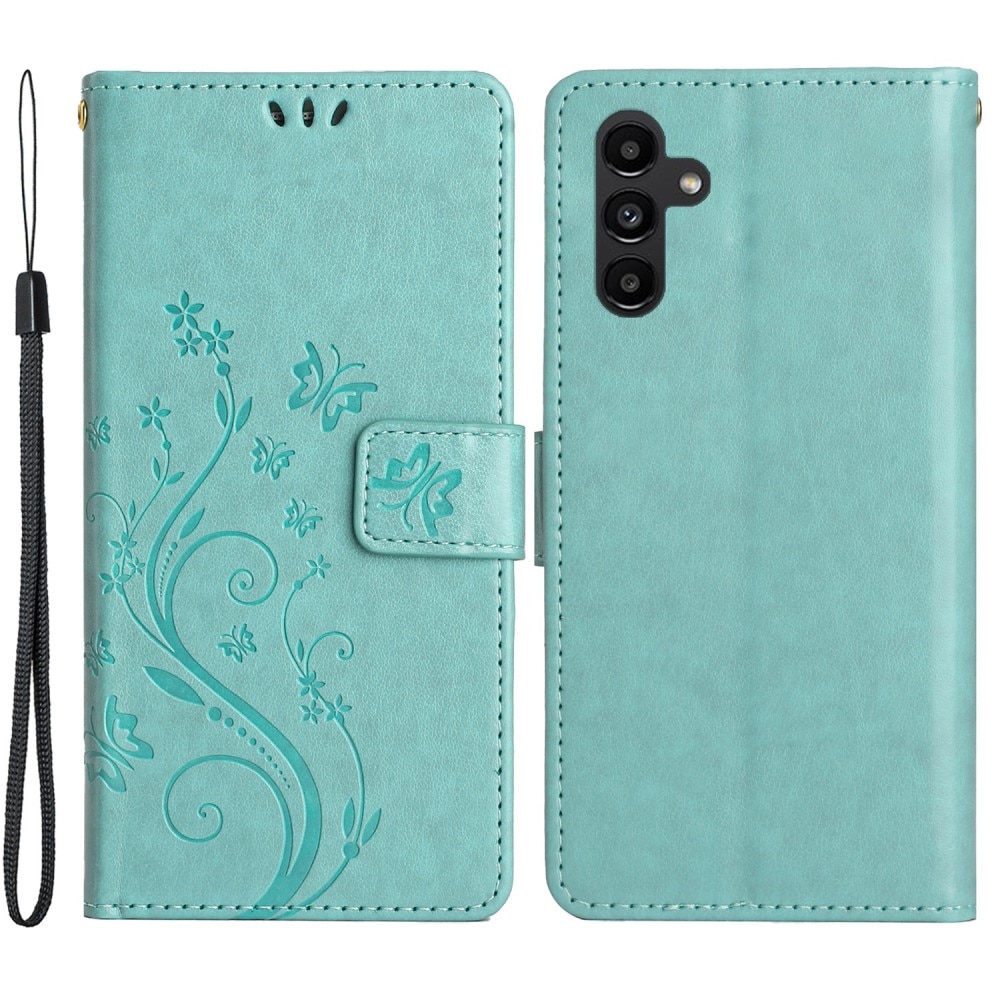 Étui en cuir à papillons pour Samsung Galaxy A15, Vert