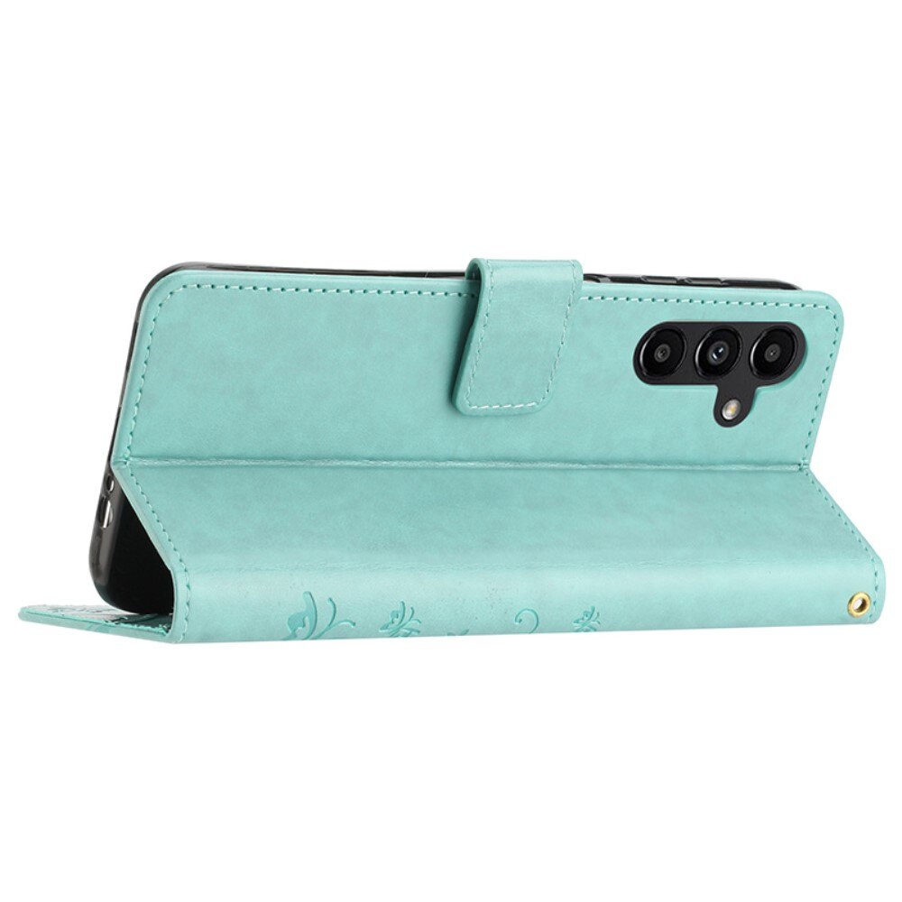 Étui en cuir à papillons pour Samsung Galaxy A15, Vert