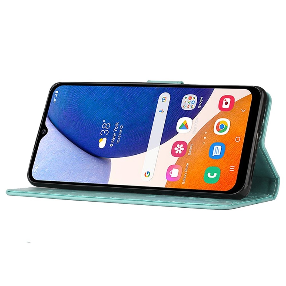 Étui en cuir à papillons pour Samsung Galaxy A15, vert