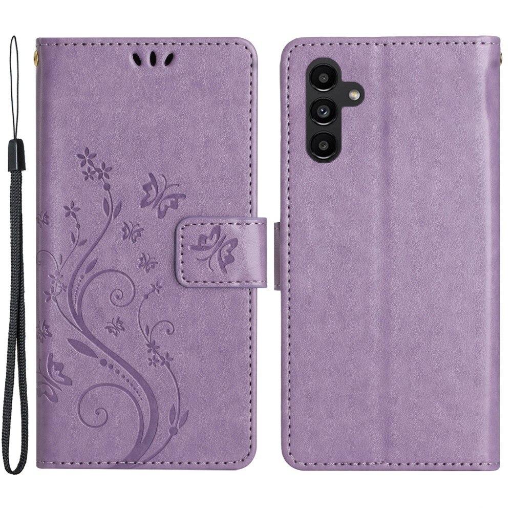 Étui en cuir à papillons pour Samsung Galaxy A15, violet