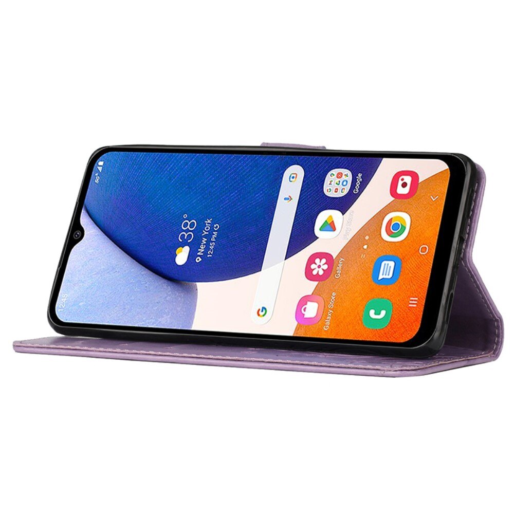 Étui en cuir à papillons pour Samsung Galaxy A15, Violet