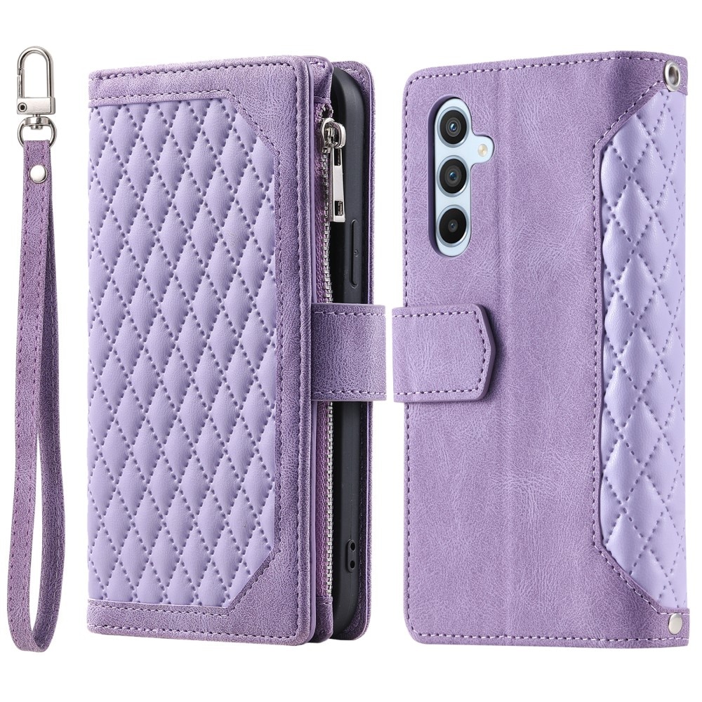 Étui portefeuille matelassée pour Samsung Galaxy S24 Plus, violet