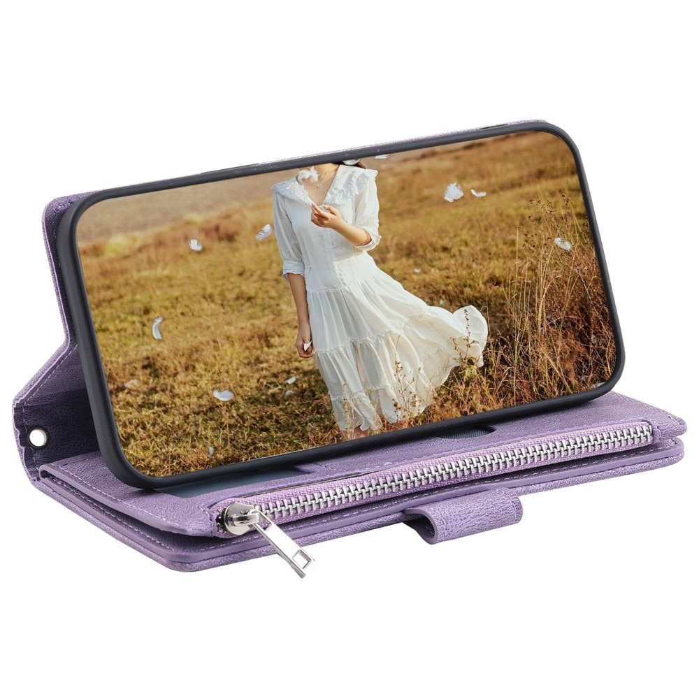 Étui portefeuille matelassée pour Samsung Galaxy S24 Plus, violet