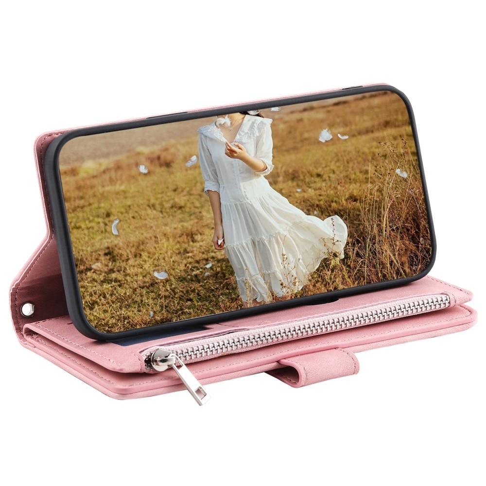 Étui portefeuille matelassée pour Samsung Galaxy S24 Plus, rose