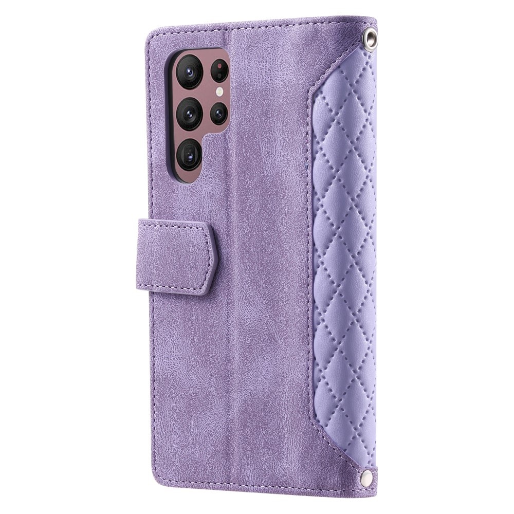 Étui portefeuille matelassée pour Samsung Galaxy S24 Ultra, violet