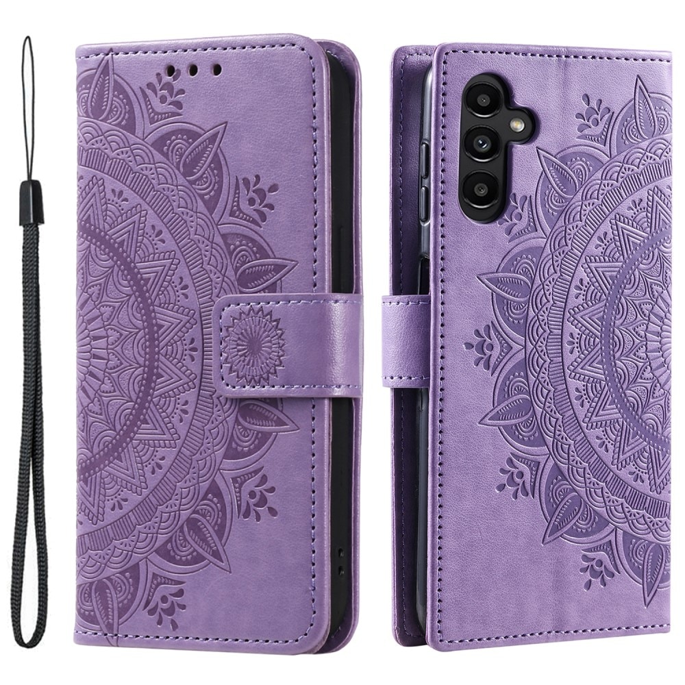Étui en cuir Mandala Samsung Galaxy S24, violet