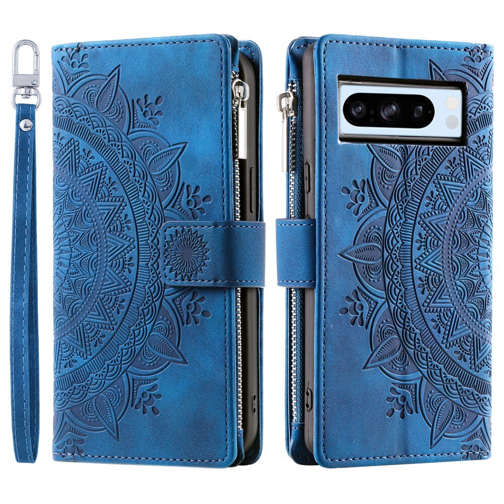 Étui portefeuille Mandala Google Pixel 8 Pro, bleu