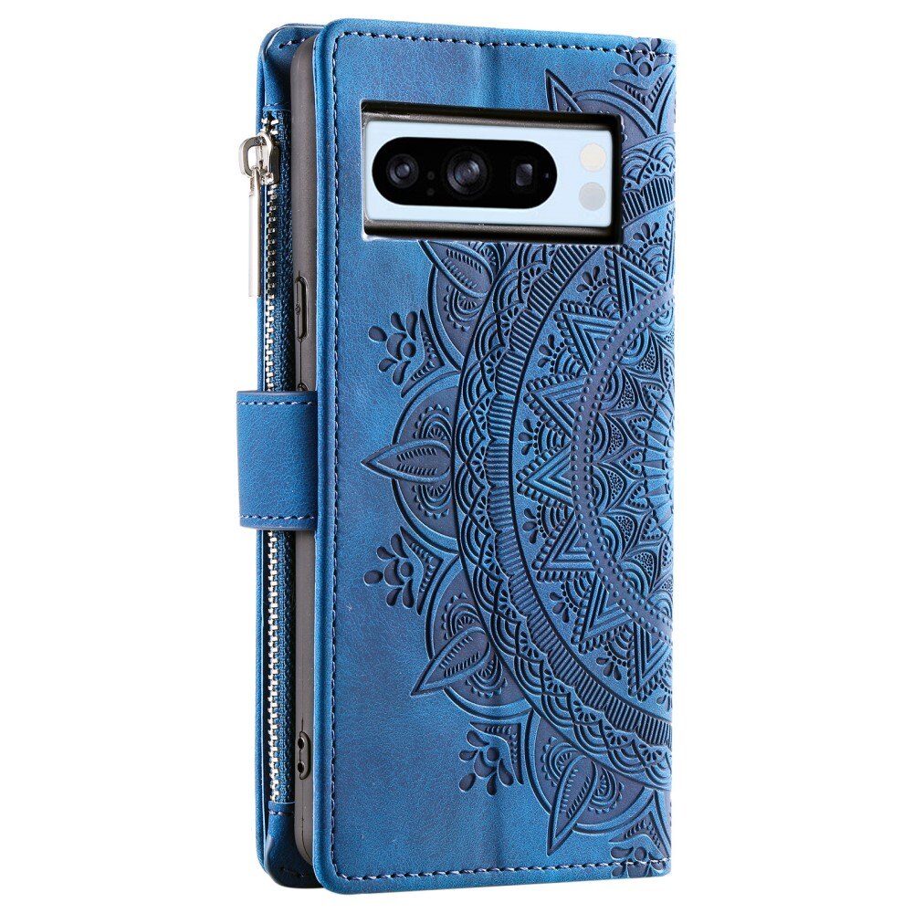Étui portefeuille Mandala Google Pixel 8 Pro, bleu