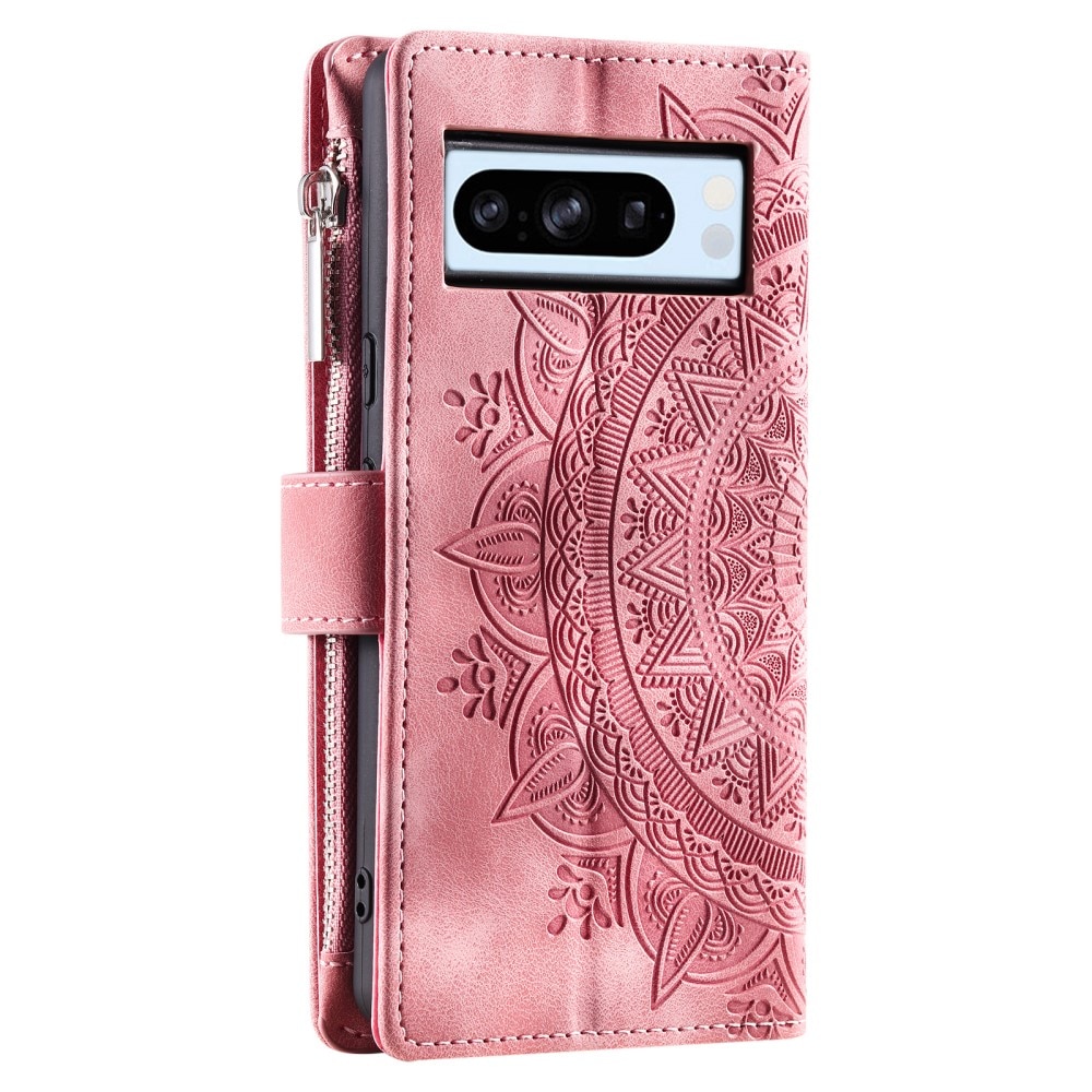 Étui portefeuille Mandala Google Pixel 8 Pro, rose