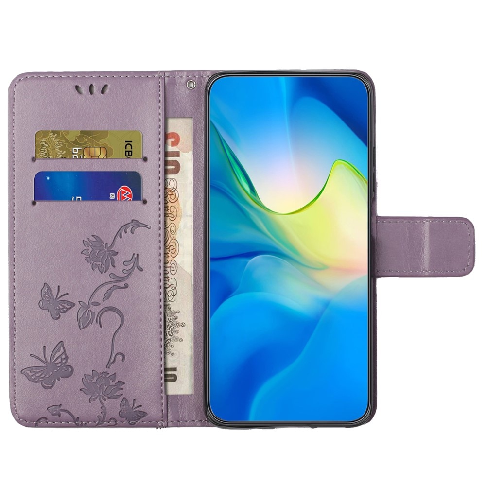 Étui en cuir à papillons pour Samsung Galaxy S24, Violet
