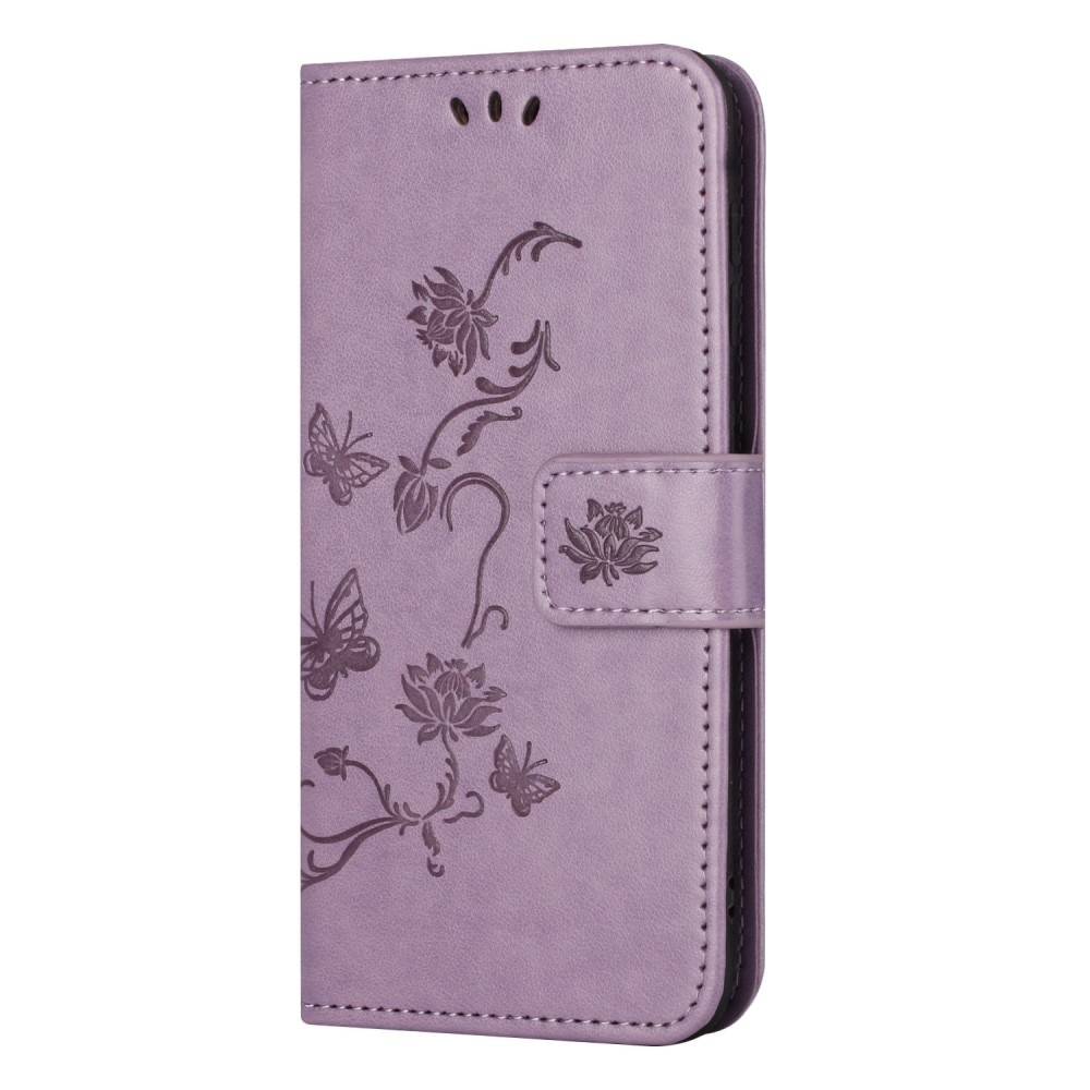 Étui en cuir à papillons pour Samsung Galaxy S24, violet