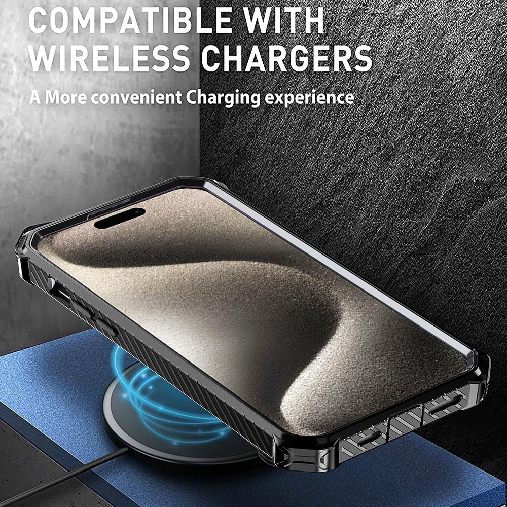 Coque hybride Tech MagSafe Ring iPhone 15 Pro, noir