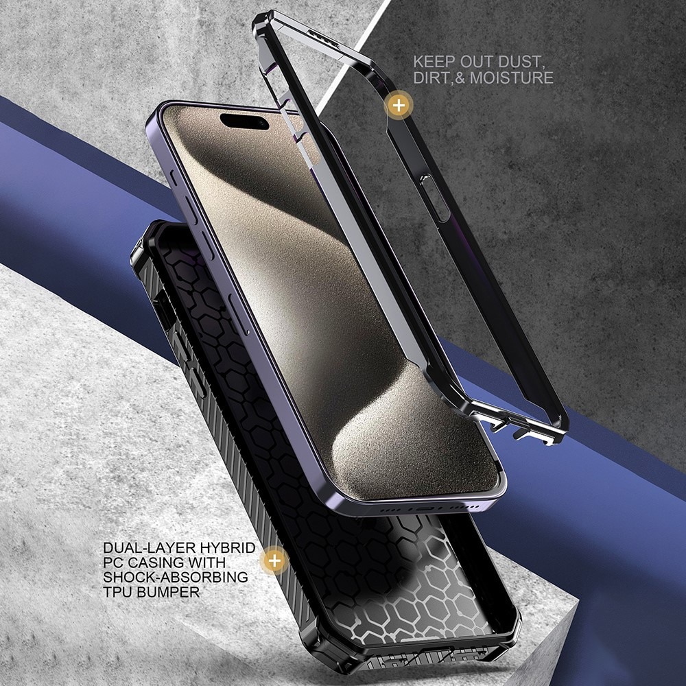 Coque hybride Tech MagSafe Ring iPhone 15 Pro, noir