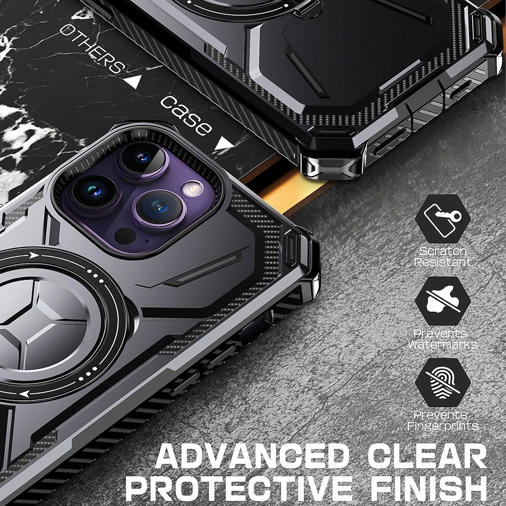 Coque hybride Tech MagSafe Ring iPhone 15 Pro, noir