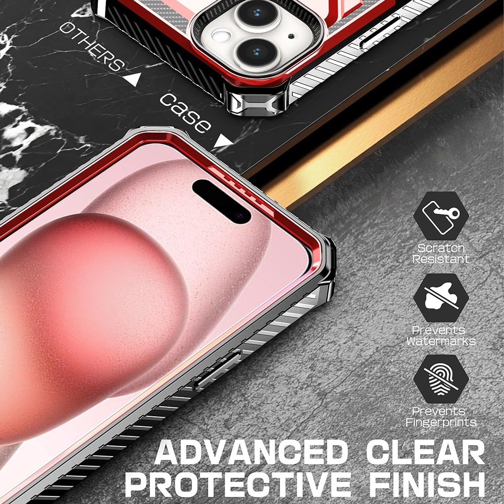 Coque hybride Tech MagSafe Ring iPhone 15, noir