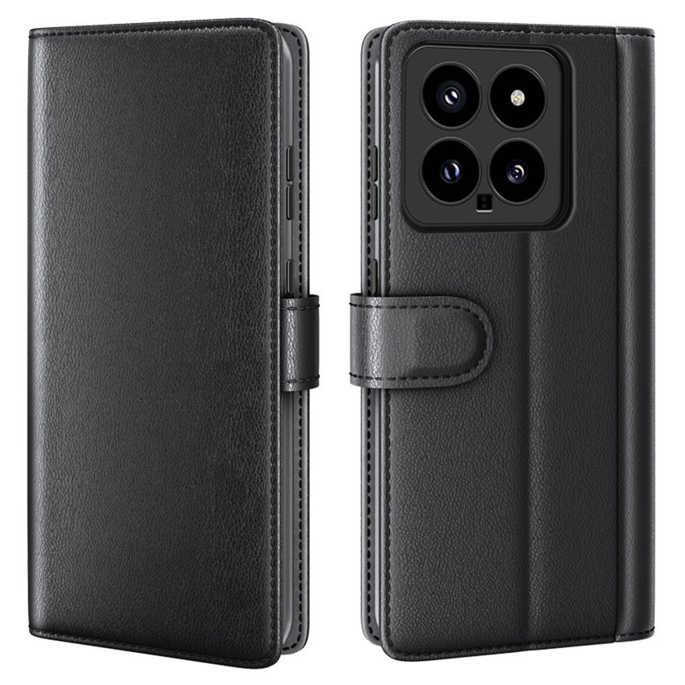 Étui en cuir veritable Xiaomi 14, noir