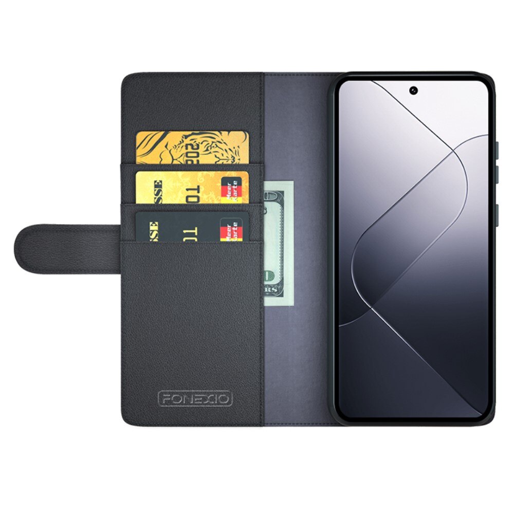 Étui en cuir veritable Xiaomi 14, Noir