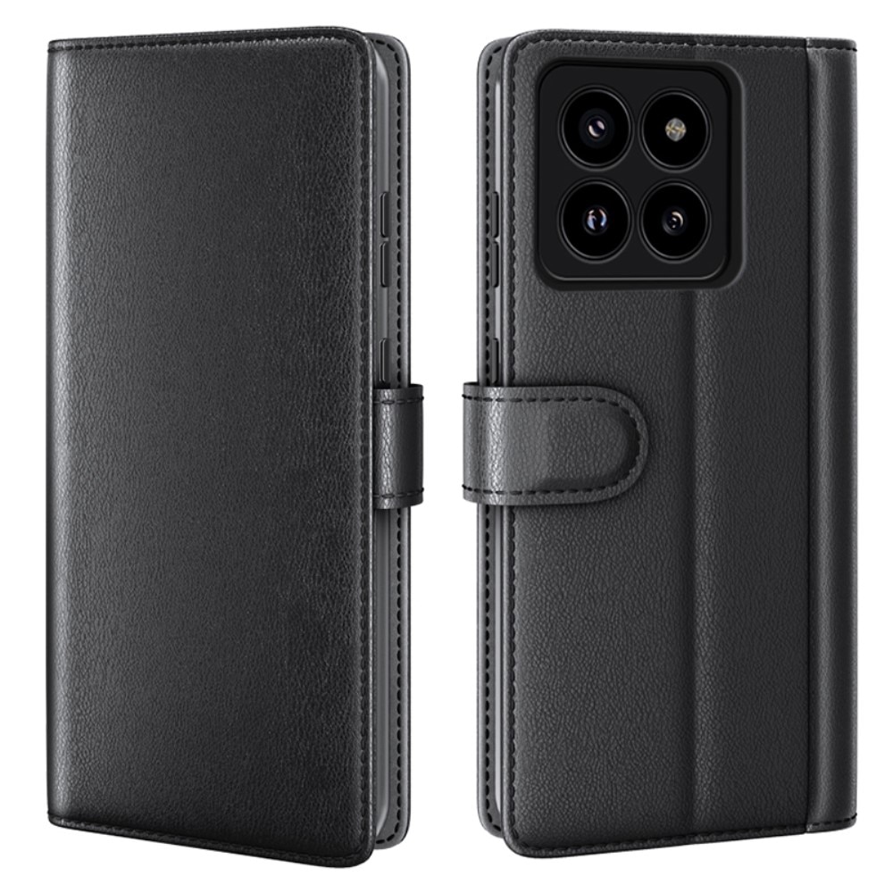 Étui en cuir veritable Xiaomi 14 Pro, Noir