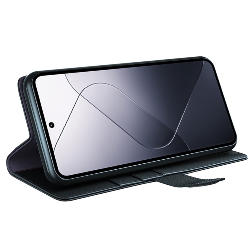 Étui en cuir veritable Xiaomi 14 Pro, Noir