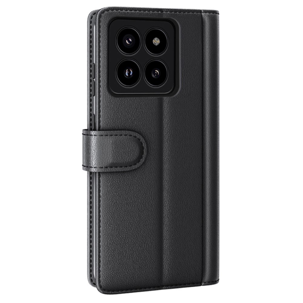 Étui en cuir veritable Xiaomi 14 Pro, noir