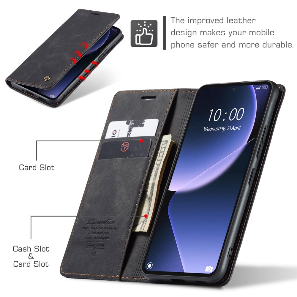 Étui portefeuille mince Xiaomi 13T, Noir