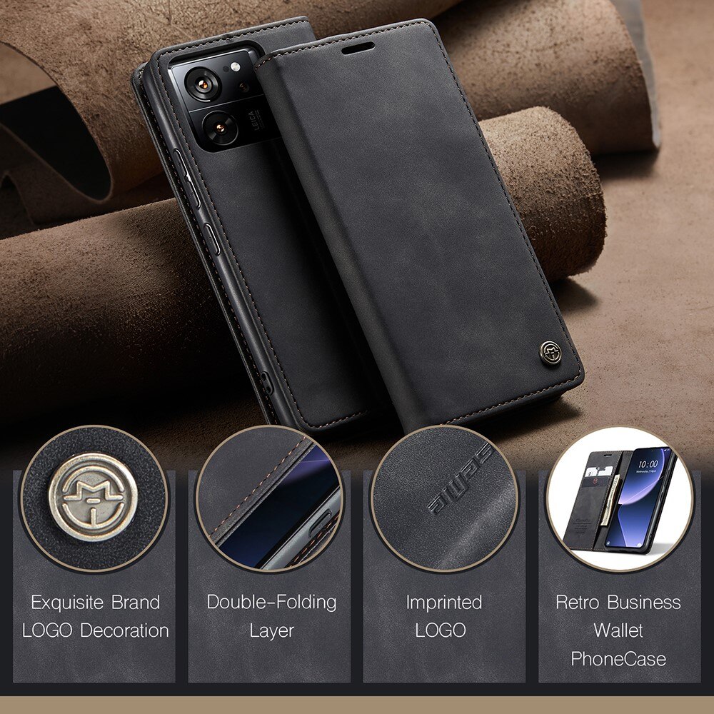 Étui portefeuille mince Xiaomi 13T, Noir