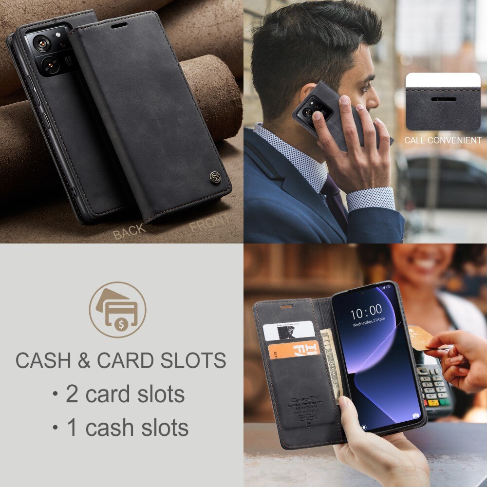 Étui portefeuille mince Xiaomi 13T, Noir