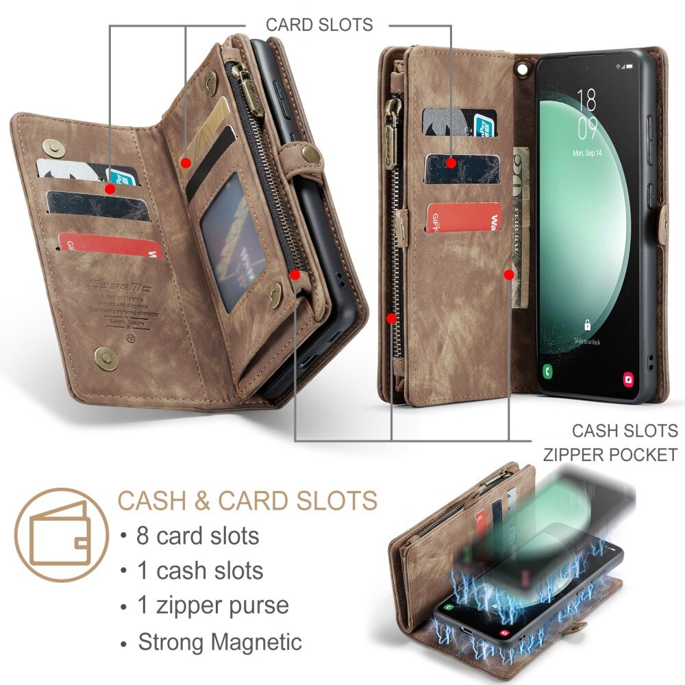 Étui portefeuille multi-cartes Samsung Galaxy S23 FE, Marron