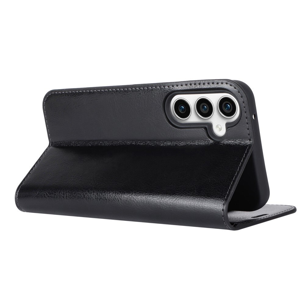 Coque portefeuille en cuir Veritable Samsung Galaxy S23 FE, Noir
