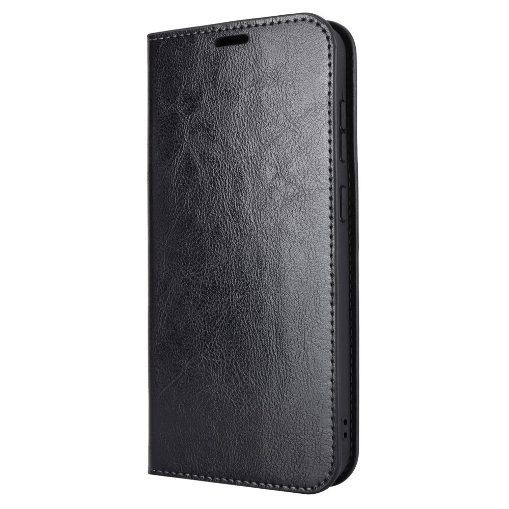 Coque portefeuille en cuir Veritable Samsung Galaxy S23 FE, Noir