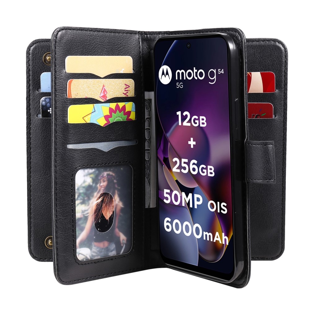 Coque portefeuille Multi-slot Motorola Moto G54, noir