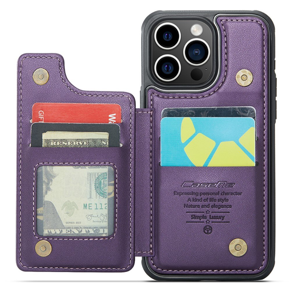 Coque porte-cartes anti-RFID iPhone 15 Pro, violet