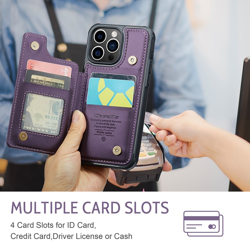 Coque porte-cartes anti-RFID iPhone 15 Pro, violet
