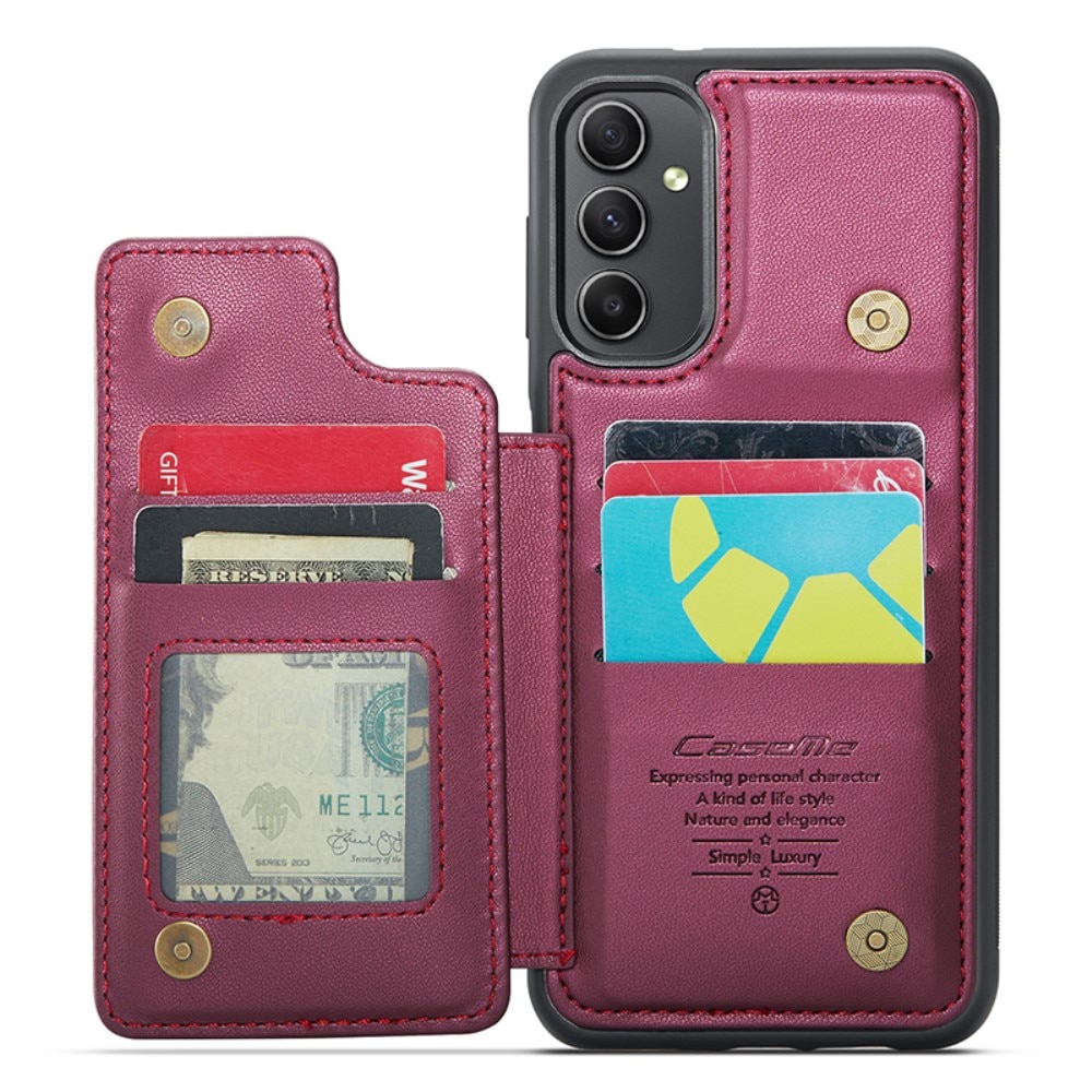 Coque porte-cartes anti-RFID Samsung Galaxy A54, rouge