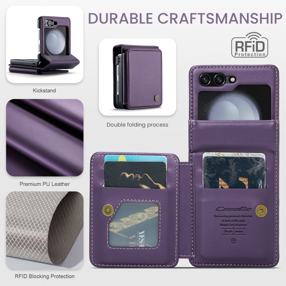 Coque porte-cartes anti-RFID Samsung Galaxy Z Flip 5, violet