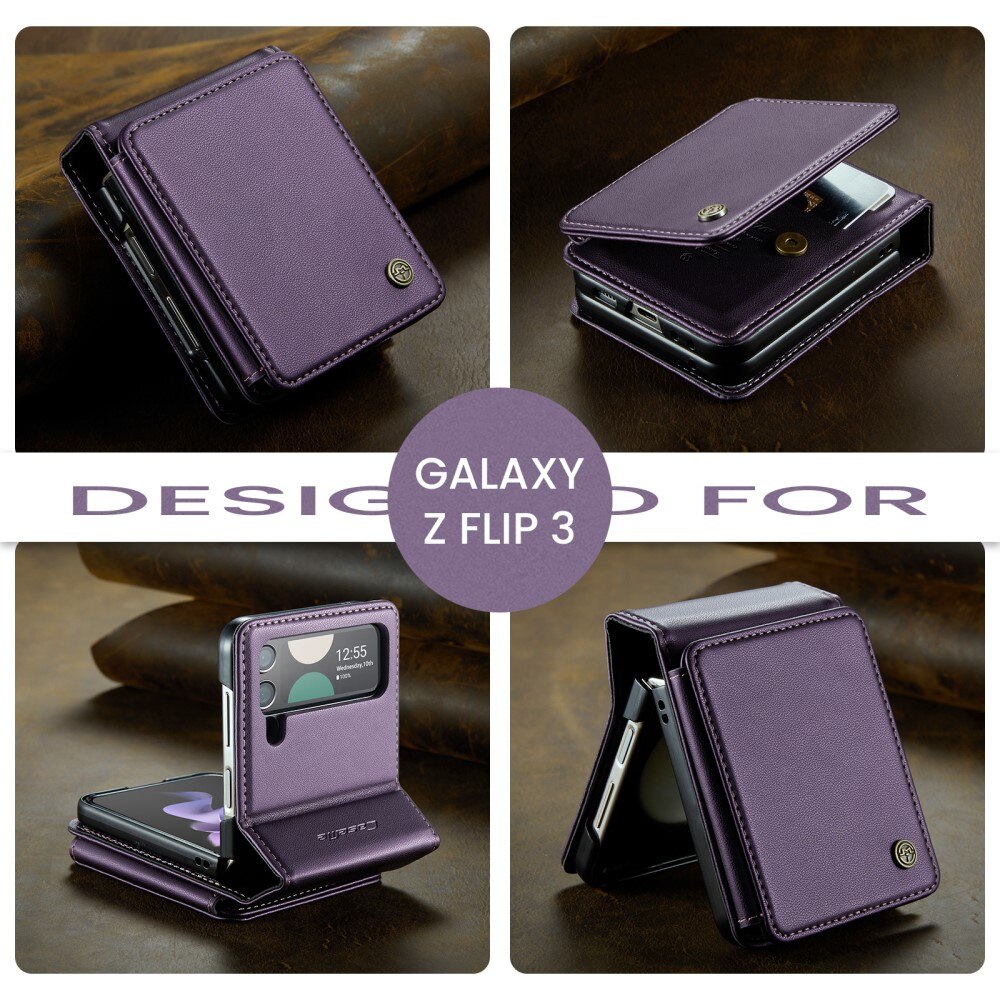 Coque porte-cartes anti-RFID Samsung Galaxy Z Flip 3, violet